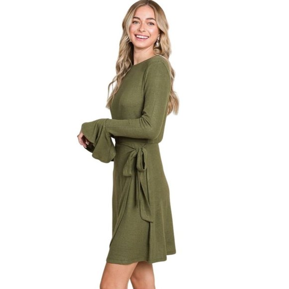 Culture Code Black Ruffle Long Sleeve Wrap Tie Dress CHD1390L - Picture 5 of 12